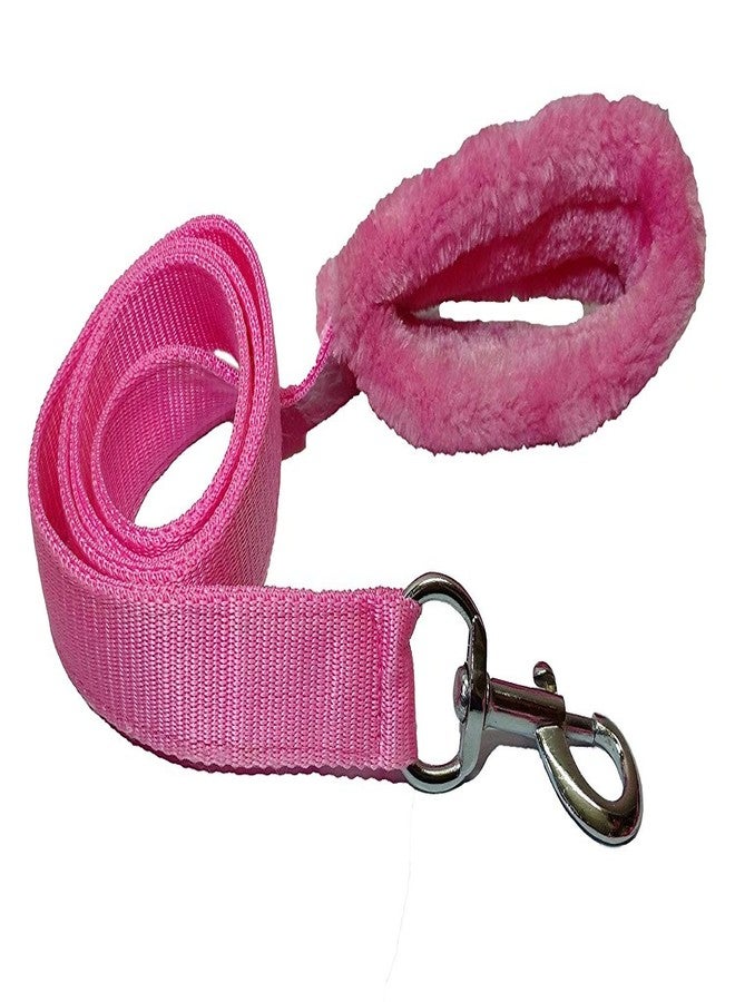 Skora Nylon Dog Harness & Leash Set with Fur 1.25 inch Large - Pink (Chest Size - 28-34) - Image 2